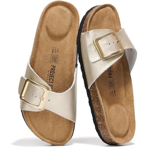 image:imageProject Cloud 100 Genuine Leather Sandals Women Comfortable Womens SlidesIbiza  Light Gold