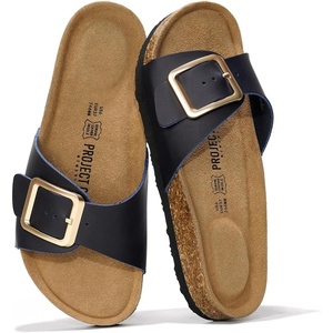 image:imageProject Cloud 100 Genuine Leather Sandals Women Comfortable Womens SlidesIbiza  Navy