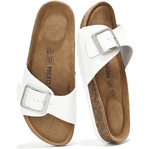 image:imageProject Cloud 100 Genuine Leather Sandals Women Comfortable Womens SlidesIbiza  Offwhite
