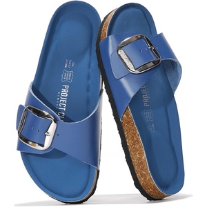 image:imageProject Cloud 100 Genuine Leather Sandals Women Comfortable Womens SlidesMykonos  Cobalt
