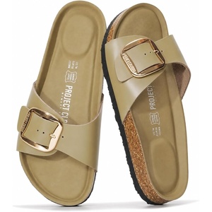 image:imageProject Cloud 100 Genuine Leather Sandals Women Comfortable Womens SlidesMykonos  Moss