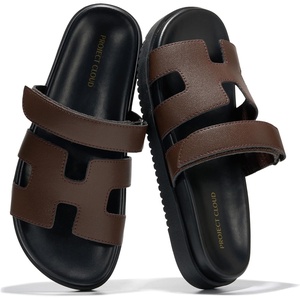 image:imageProject Cloud 100 Genuine Leather Sandals Women amp Slides for Women MayvyChocolate