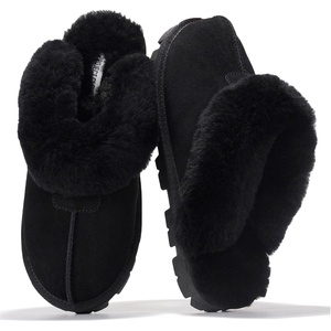image:imageProject Cloud 100 Genuine Leather Shearling Slippers for Women Cozy HedyBlack