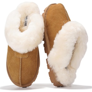 image:imageProject Cloud 100 Genuine Leather Shearling Slippers for Women Cozy HedyChestnut