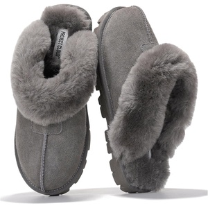 image:imageProject Cloud 100 Genuine Leather Shearling Slippers for Women Cozy HedyGrey