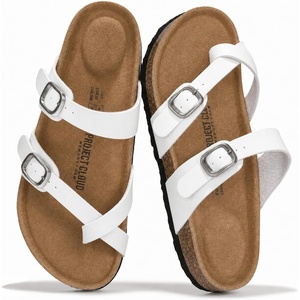 image:imageProject Cloud 100 Genuine Leather Womens Sandals Slides for Women LianWhite