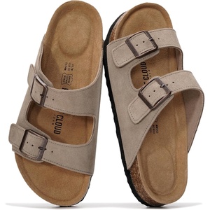 image:imageProject Cloud 100 Genuine Leather Womens Sandals Slides for Women VenitaTaupe Suedewide