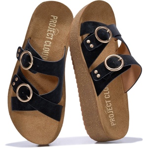 image:imageProject Cloud Comfortable Womens Sandals Platform Sandals for WomenPure Black  Kristi