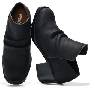 image:imageProject Cloud Genuine Leather Heeled Boots For Women  Slouch Womens BootsBlack Grainy Leather