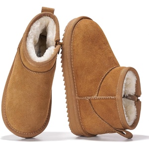 image:imageProject Cloud Girls 100 Genuine Leather Non Slip Fur Lined Ankle BootsChestnut