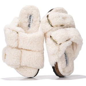 image:imageProject Cloud Kids Sandals 100 Genuine Leather Slides for Boys amp GirlsOff White Fur