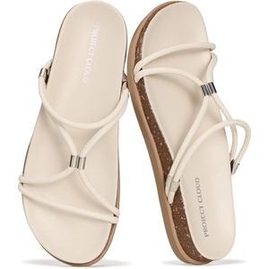 image:imageProject Cloud NonSlip Summer Slides for Women amp Lightweight Womens SandalsCream Strappy