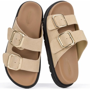 image:imageProject Cloud Trendy Adjustable Sandals amp Slides for Women with Soft InsoleSharl 2  Beige Suede