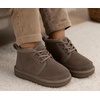 image:imageGenuine Leather Kids Boots Natural FurLined Ankle Boots for Girls amp BoysTaupe Suede