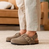 image:imageProject Cloud Kids 100 Genuine Leather Non Slip Clogs with Cork FootbedTaupe With Back Strap