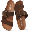 image:imageProject Cloud Genuine Suede Adjustable Buckle Slides for Women FootwearWhiskey Suede