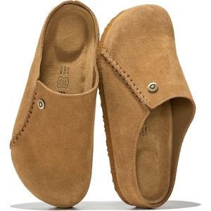 image:image100 Genuine Leather Insole Clogs for Women Slip On Shoes for WomenChestnut Suede