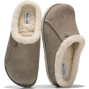 image:image100 Genuine Leather Insole Clogs for Women Slip On Shoes for WomenTaupe Suede  Fur Lined