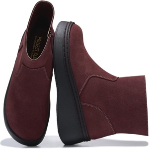 image:imageGenuine Leather Platform Ankle Boots For Women Combat Boots amp Womens BootsBurgundy Suede