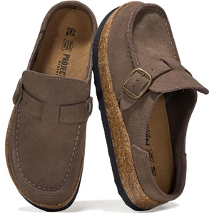 image:imageProject Cloud 100 Genuine Leather Moccasin Style Clogs for WomenTaupe Suede With Gold