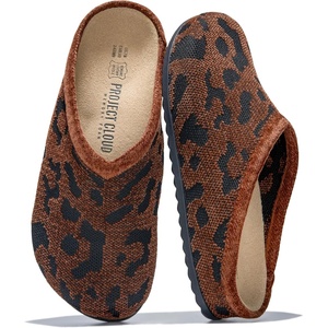 image:imageProject Cloud Casual Clogs for Women Genuine Leather Insole MulesCheetah Knit