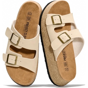 image:imageProject Cloud Genuine Leather Wedge Platform Womens Sandals BarcelonaBeige