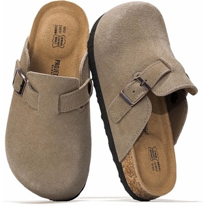 image:imageProject Cloud Kids 100 Genuine Leather Non Slip Clogs with Cork FootbedTaupe Suede