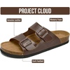 image:imageProject Cloud Mens Sandals 100 Genuine Leather Mens Slides HeritageBrown Distressed