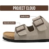 image:imageProject Cloud Mens Sandals 100 Genuine Leather Mens Slides HeritageLight Grey Suede