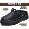 image:imageGenuine Leather Platform Clogs for Women  Lug Sole Slingback Womens MulesBlack
