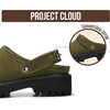 image:imageGenuine Leather Platform Clogs for Women  Lug Sole Slingback Womens MulesOlive Suede