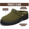 image:imageGenuine Leather Platform Clogs for Women  Lug Sole Slingback Womens MulesOlive Suede