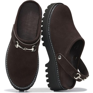 image:imageGenuine Leather Platform Clogs for Women  Lug Sole Slingback Womens MulesChocolate Suede