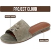 image:imageProject Cloud 100 Genuine Leather Dressy Flat Sandals for Women CannesMatcha