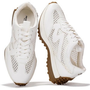 image:imageProject Cloud Lightweight Trendy Lace Up Fashion Sneakers for Women LeccoWhite Mesh