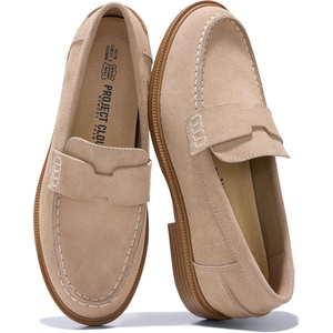 image:imageProject Cloud 100 Genuine Leather Loafers for Women  Slip On Womens ShoesNude Suede