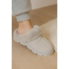 image:image100 Genuine Leather Womens Natural FurLined Clog Slippers for WomenLight Grey Suede