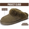 image:image100 Genuine Leather Womens Natural FurLined Clog Slippers for WomenOlive