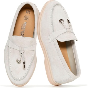 image:imageProject Cloud 100 Genuine Leather Girls Loafers amp Kids Shoes Little IrisLight Grey Suede
