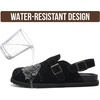 image:image100 Genuine Leather Slipon Footbed Clogs for Women  Fall Shoes for WomenBlack With Strap