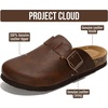 image:image100 Genuine Leather Slipon Footbed Clogs for Women  Fall Shoes for WomenBrown Distressed