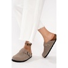 image:image100 Genuine Leather Slipon Footbed Clogs for Women  Fall Shoes for WomenGrey Suede