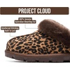 image:image100 Genuine Leather Womens Natural FurLined Clog Slippers for WomenDark Leopard Print Suede