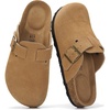image:image100 Genuine Leather Slipon Footbed Clogs for Women  Fall Shoes for WomenRust Suede