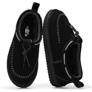 image:image100 Genuine Leather Slip On Slippers for Women  Fall Womens SlippersBlack Suede