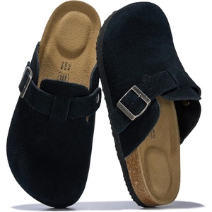image:image100 Genuine Leather Slipon Footbed Clogs for Women  Fall Shoes for WomenBlack Suede Matte