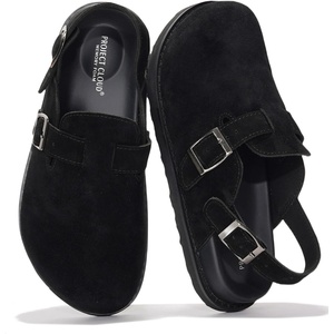 image:image100 Genuine Leather Slipon Footbed Clogs for Women  Fall Shoes for WomenBlack With Strap