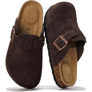 image:image100 Genuine Leather Slipon Footbed Clogs for Women  Fall Shoes for WomenChoco Brown Suede
