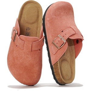 image:image100 Genuine Leather Slipon Footbed Clogs for Women  Fall Shoes for WomenCoral Suede