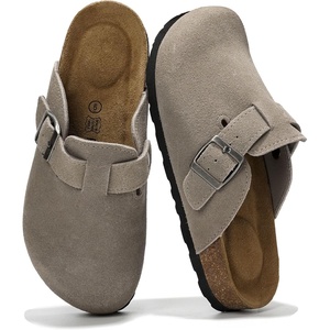 image:image100 Genuine Leather Slipon Footbed Clogs for Women  Fall Shoes for WomenGrey Suede